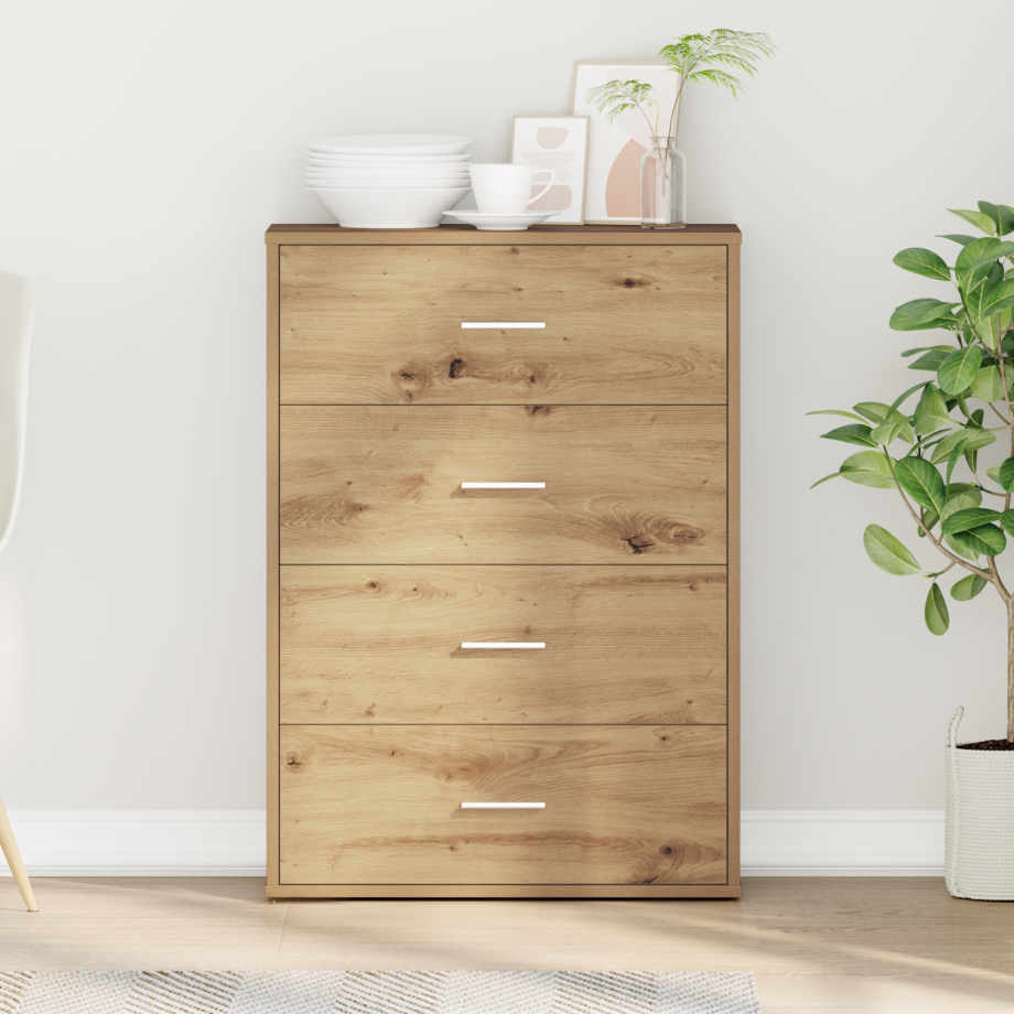 vidaXL Dressoir met lade Artisan Eiken 60 x 31 x 84 cm Bewerkt hout afbeelding 1