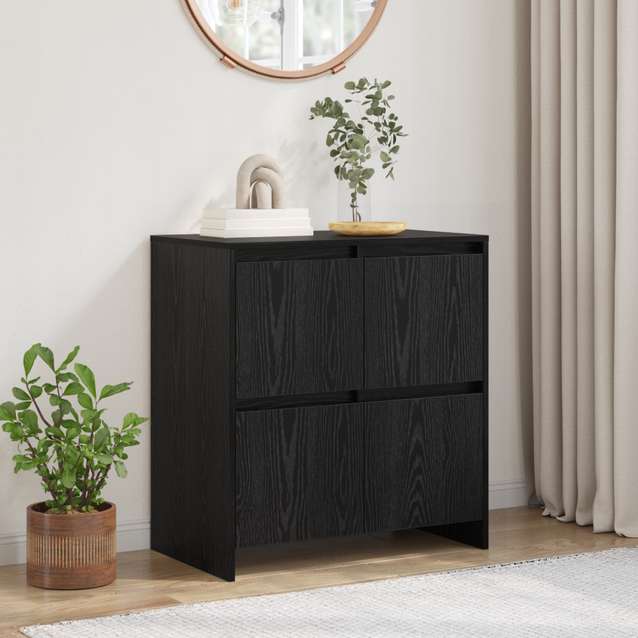 vidaXL Dressoir met de deur Zwart eiken 70 x 41 x 75 cm Bewerkt hout vidaXL Dressoir met de deur Zwart eiken 70 x 41 x 75 cm Bewerkt hout afbeelding 1