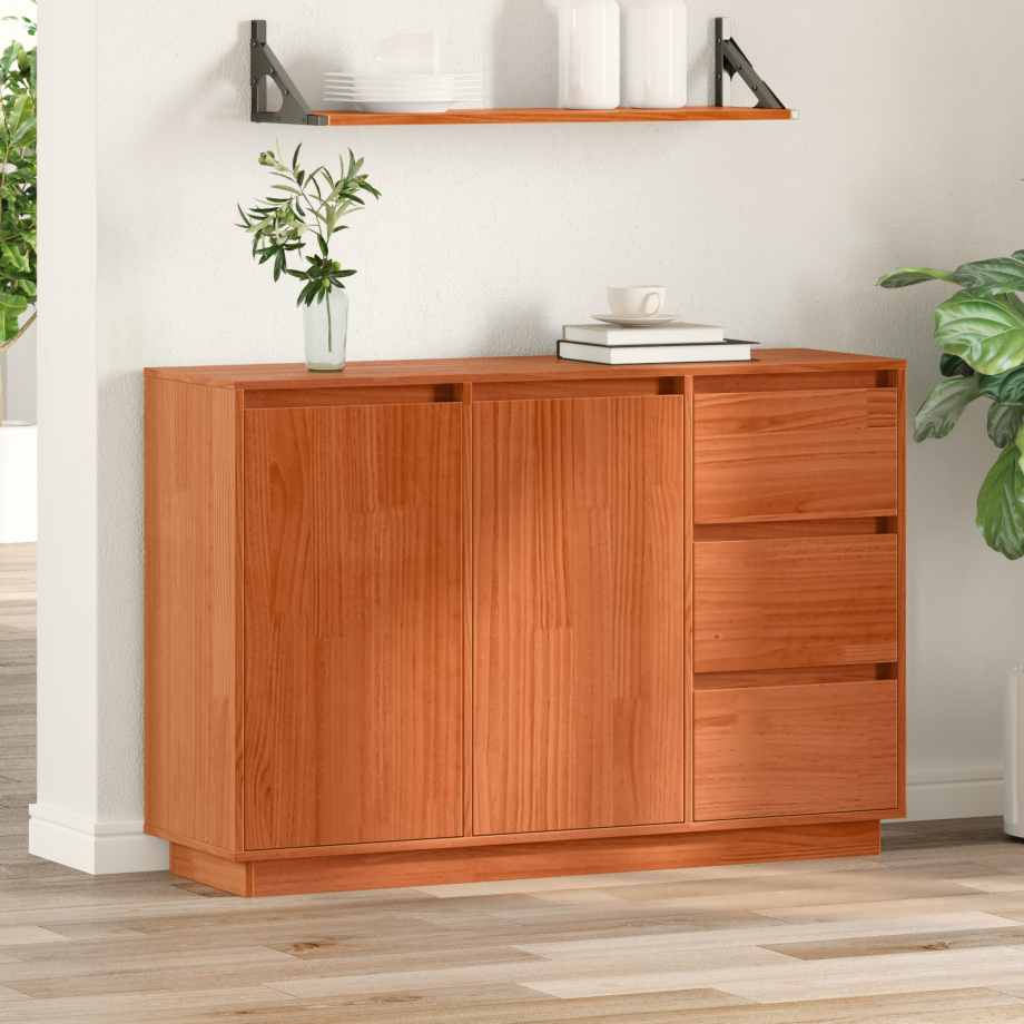 vidaXL Dressoir Bruin Eiken 111 x 34 x 75 cm Massief grenenhout afbeelding 1