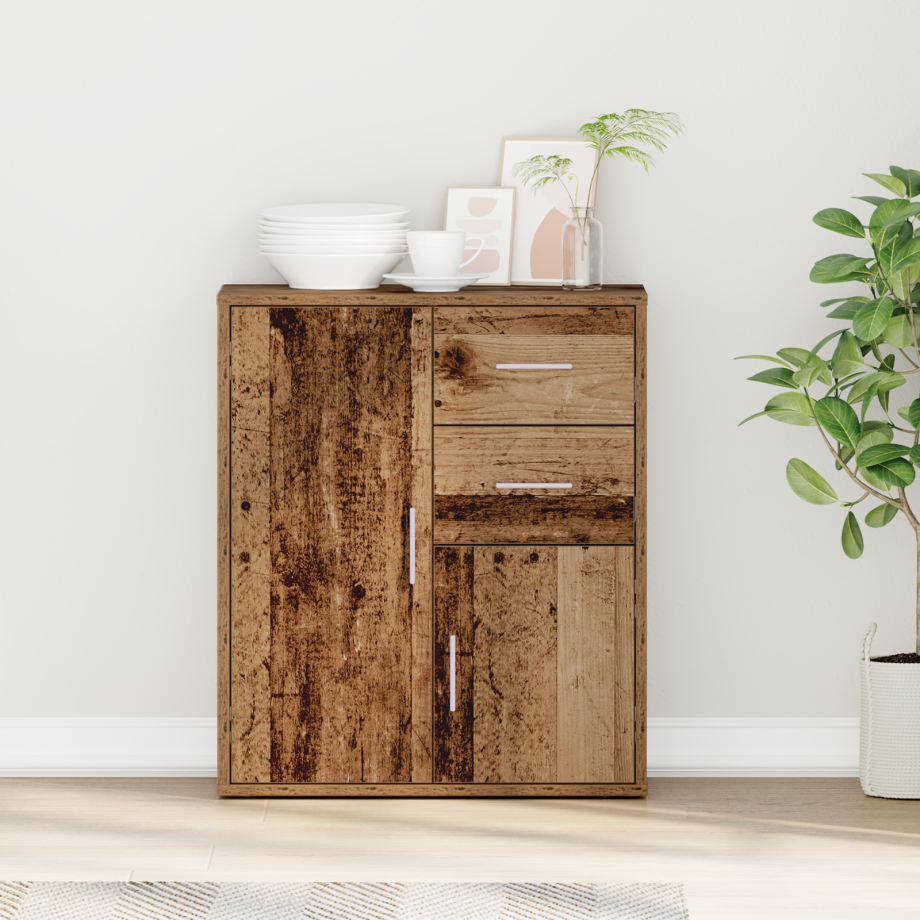 vidaXL Dressoir met lade Oudhout 60 x 31 x 70 cm Bewerkt hout afbeelding 1
