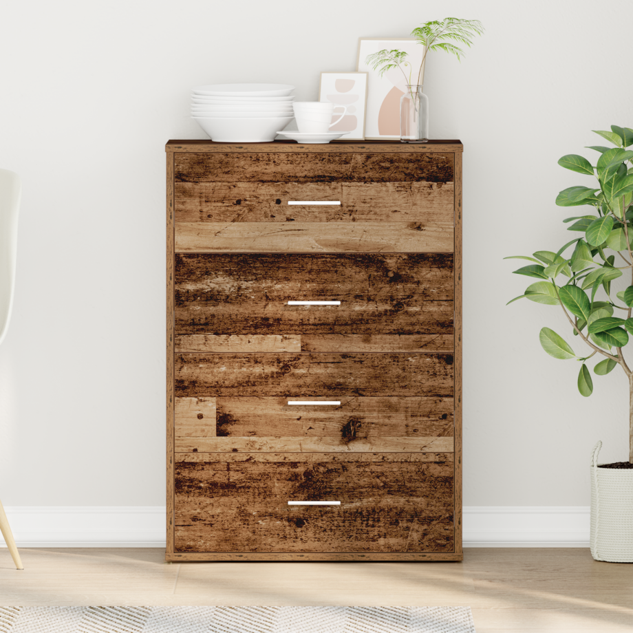 vidaXL Dressoir met lade Oudhout 60 x 31 x 84 cm Bewerkt hout afbeelding 1