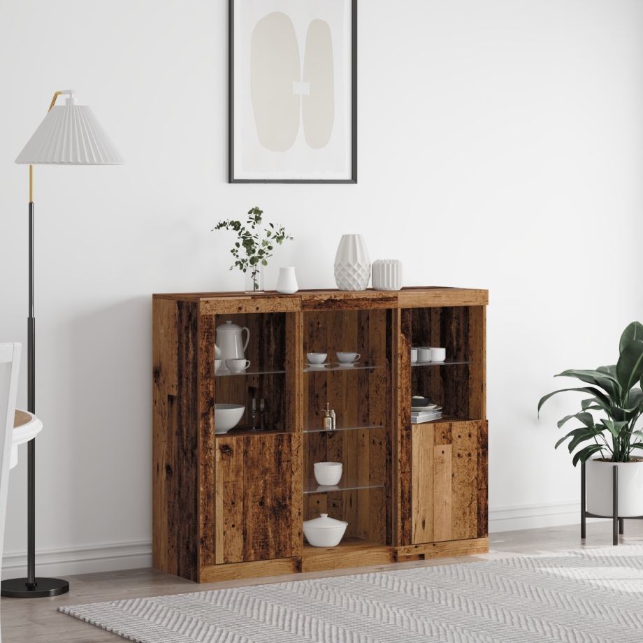 vidaXL LED Sideboard Oudhout 123 x 37 x 100 cm Bewerkt hout vidaXL LED Sideboard Oudhout 123 x 37 x 100 cm Bewerkt hout afbeelding 1