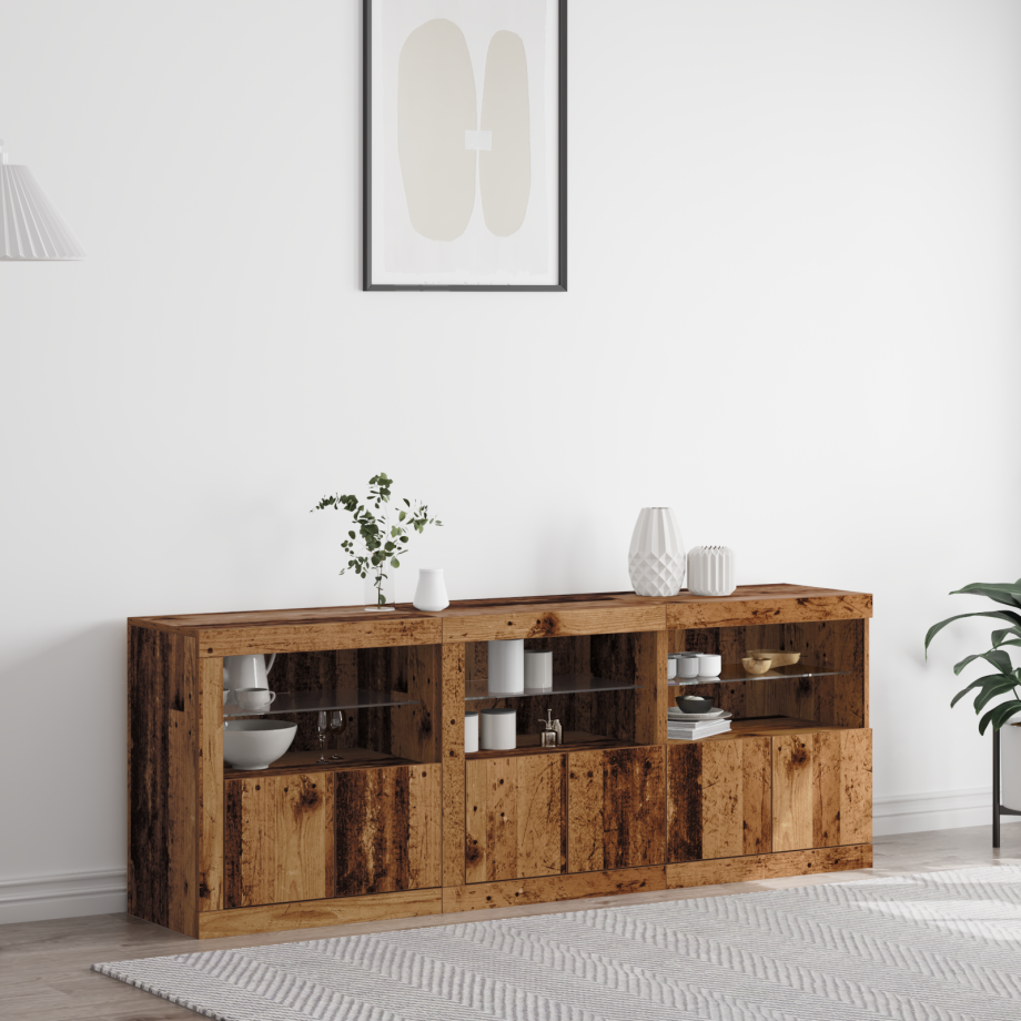 vidaXL LED Sideboard Oud Hout 181 x 37 x 67 cm Bewerkt hout afbeelding 1