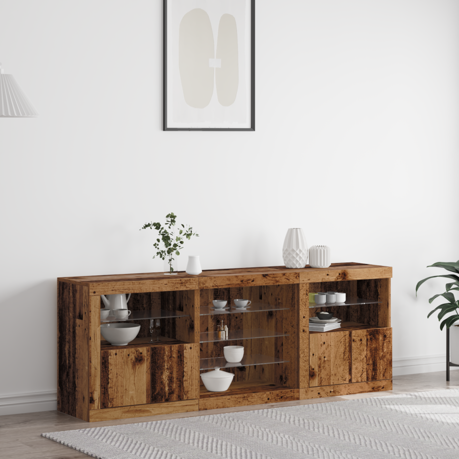 vidaXL LED Sideboard Oudhout 181,5 x 37 x 67 cm Bewerkt hout vidaXL LED Sideboard Oudhout 181,5 x 37 x 67 cm Bewerkt hout afbeelding 1