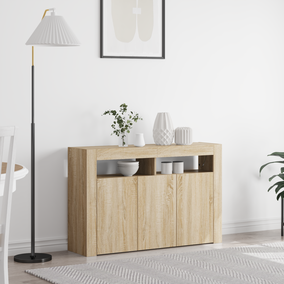 vidaXL Dressoir Sonoma Eiken 116 x 30 x 75 cm Bewerkt hout afbeelding 1