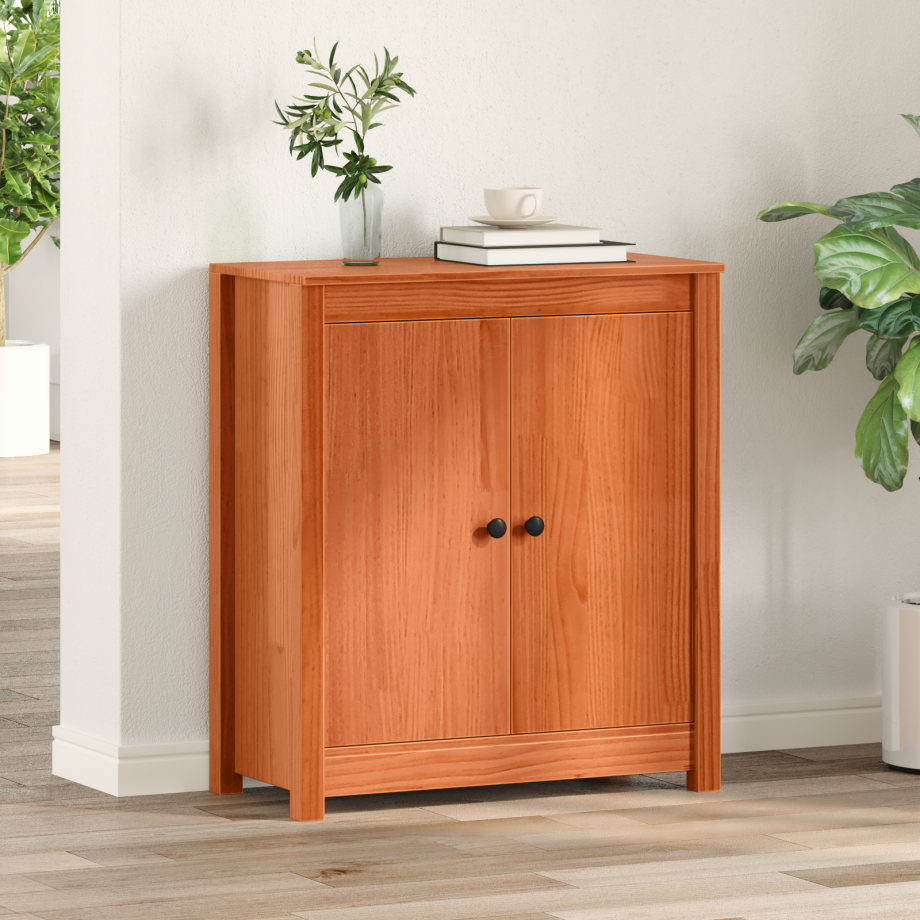 vidaXL Dressoir Wasbruin 70 x 35 x 80 cm Massief grenenhout afbeelding 1