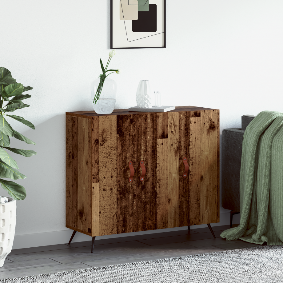vidaXL Dressoir Oudhout 89,5 x 34 x 80 cm Bewerkt hout vidaXL Dressoir Oudhout 89,5 x 34 x 80 cm Bewerkt hout afbeelding 1