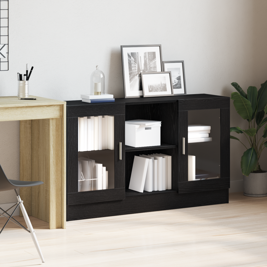 vidaXL Dressoir Zwart Eiken 120x30,5x70 cm Gemaakt van Engineered Hout afbeelding 1