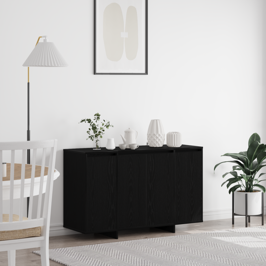 vidaXL Dressoir Zwart eiken 120 x 41 x 75 cm Bewerkt hout afbeelding 1