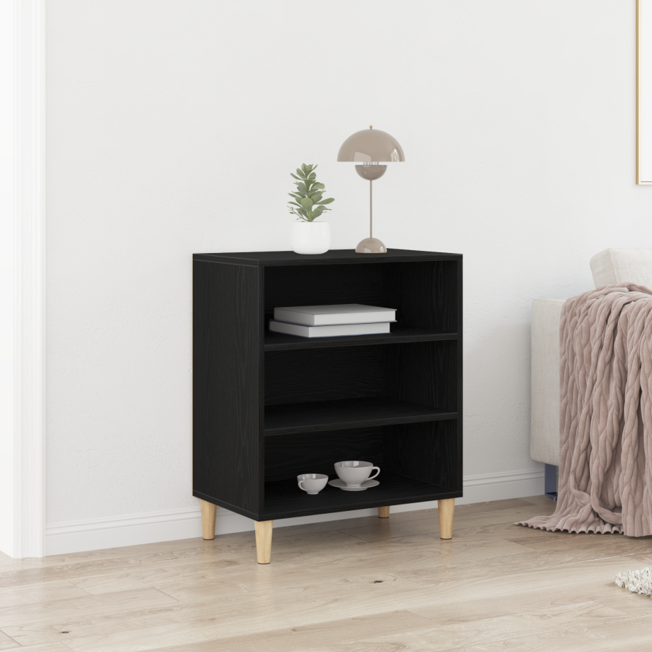 vidaXL Dressoir Zwart Eiken 57x35x70 cm Kunststof Hout afbeelding 1