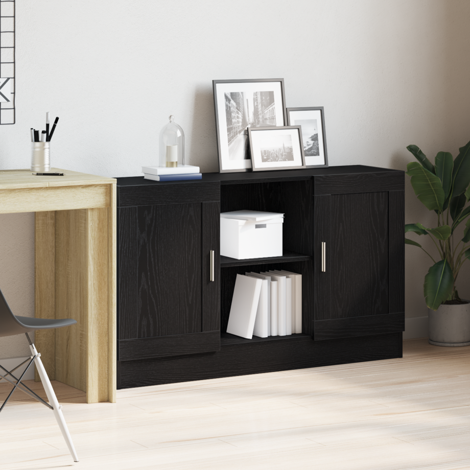 vidaXL Dressoir120x30,5x70 cm van bewerkt hout zwart eikenkleurig afbeelding 1