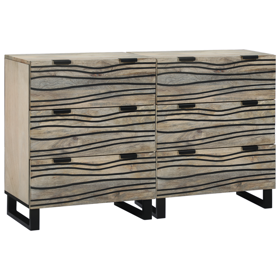 vidaXL Dressoir set 2 pcs Wit 60 x 33,5 x 75 cm Massief Mango Hout afbeelding 1