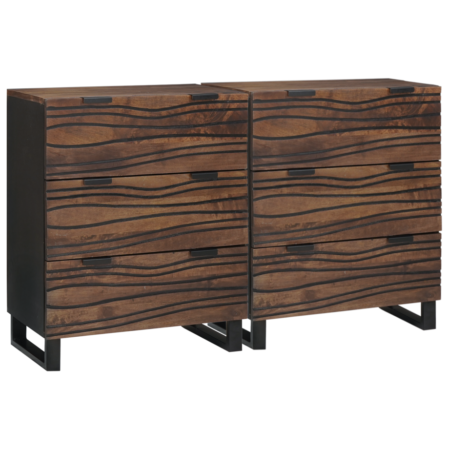 vidaXL Dressoir set met lade 2 pcs Walnotenhout 60 x 33,5 x 75 cm afbeelding 1