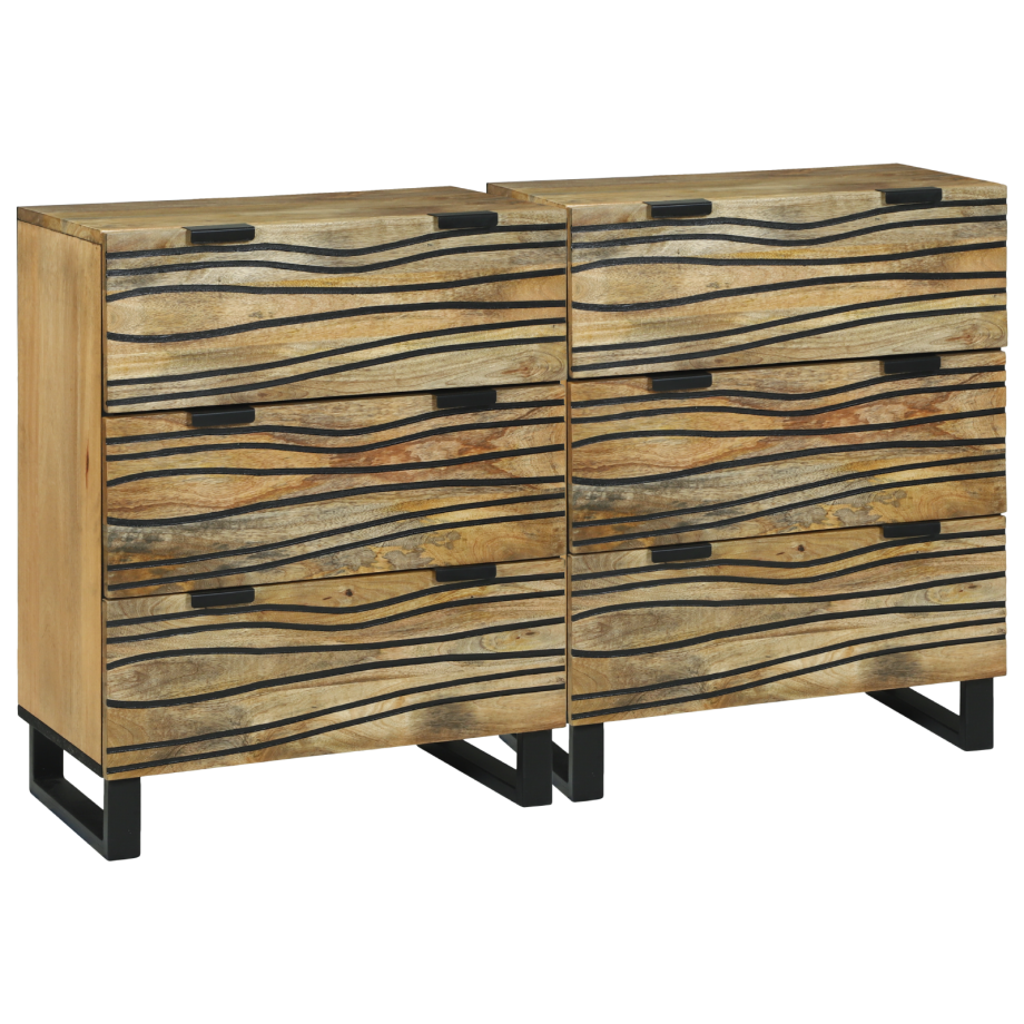 vidaXL Dressoir set 2 pcs Naturel 60 x 33,5 x 75 cm Massief Mango Hout vidaXL Dressoir set 2 pcs Naturel 60 x 33,5 x 75 cm Massief Mango Hout afbeelding 1