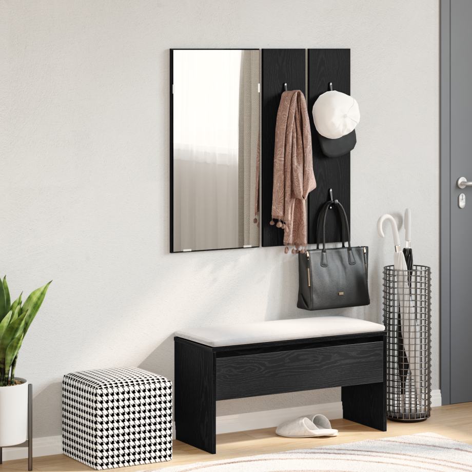 vidaXL Garderobeset bewerkt hout zwart eikenkleurig vidaXL Garderobeset bewerkt hout zwart eikenkleurig afbeelding 1