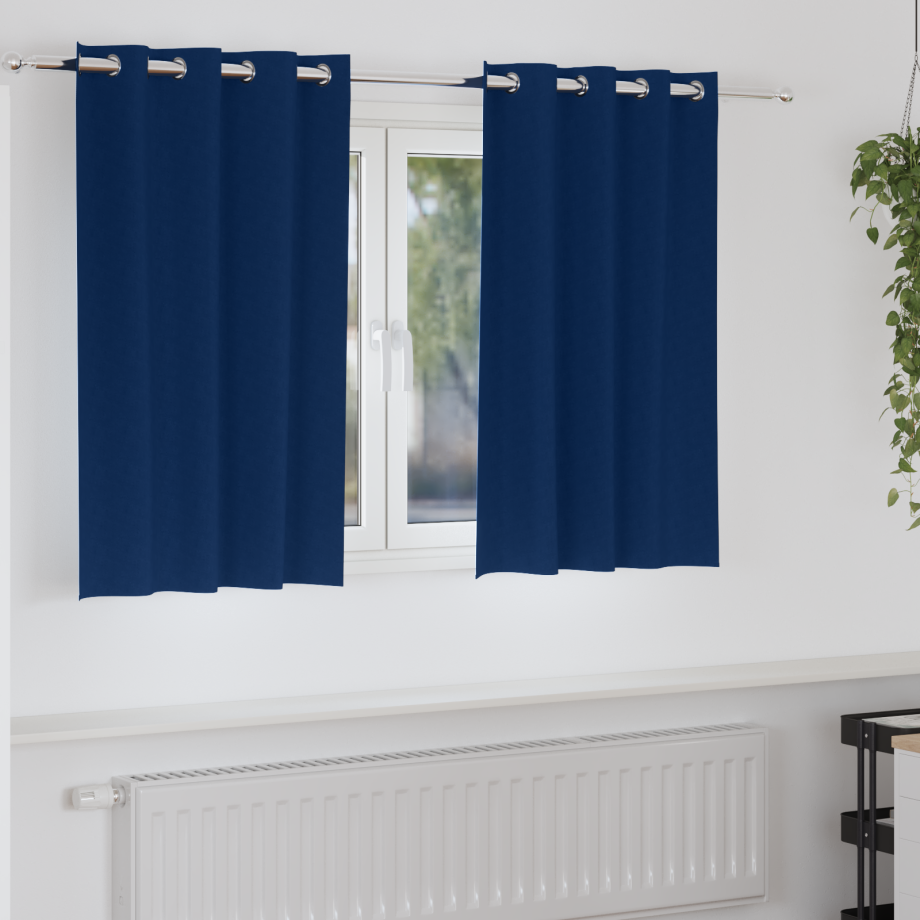 vidaXL Gordijnen 2 pcs Donkerblauw 140 x 140 cm Polyester afbeelding 1