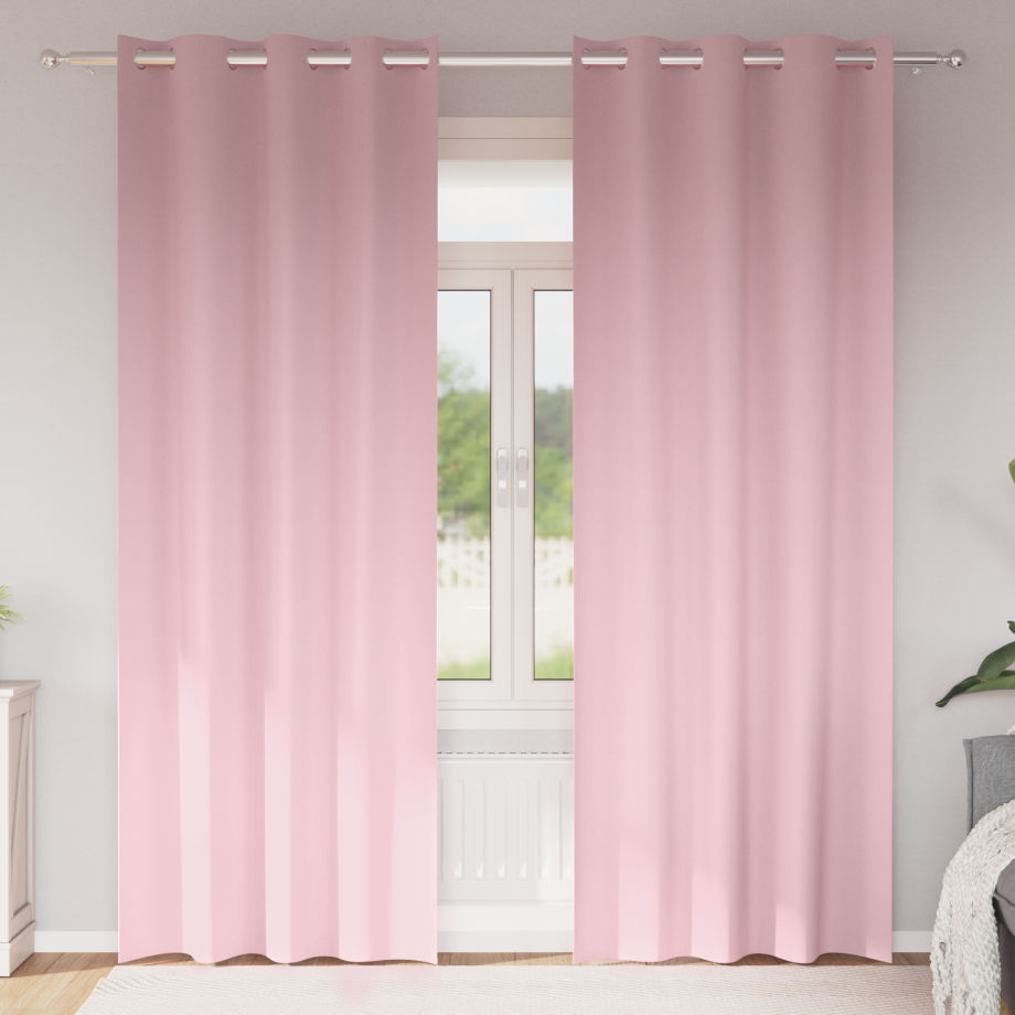 vidaXL Gordijnen met gordijnen 2 pcs Babyroze 260 x 140 cm Polyester afbeelding 1