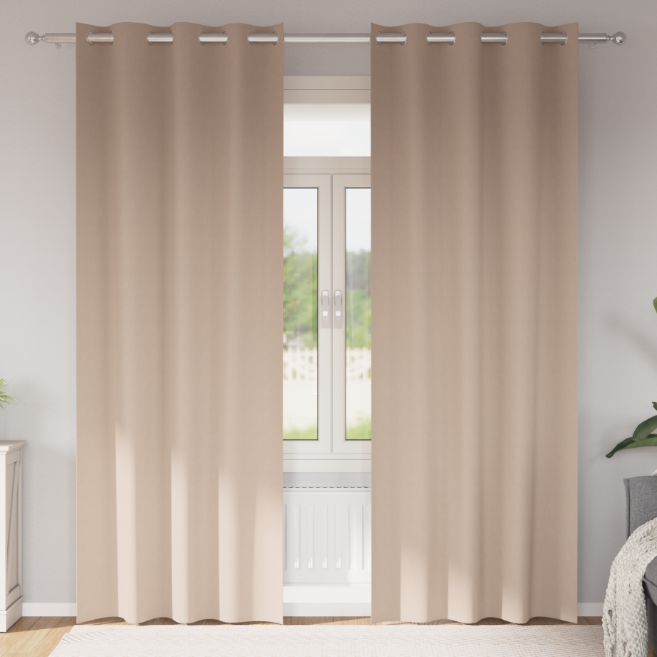 vidaXL Gordijnen met gordijnen 2 pcs Taupe 225 x 140 cm Polyester vidaXL Gordijnen met gordijnen 2 pcs Taupe 225 x 140 cm Polyester afbeelding 1