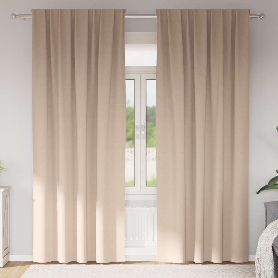 vidaXL Gordijnen met gordijnen 2 pcs Taupe 245 x 140 cm Polyester afbeelding 1