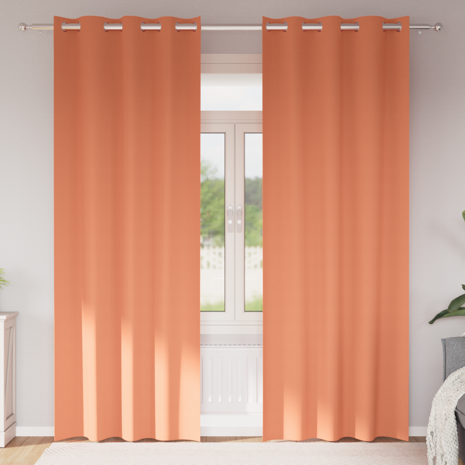 vidaXL Gordijnen met gordijnen 2 pcs Terracotta 260 x 140 cm Polyester afbeelding 1