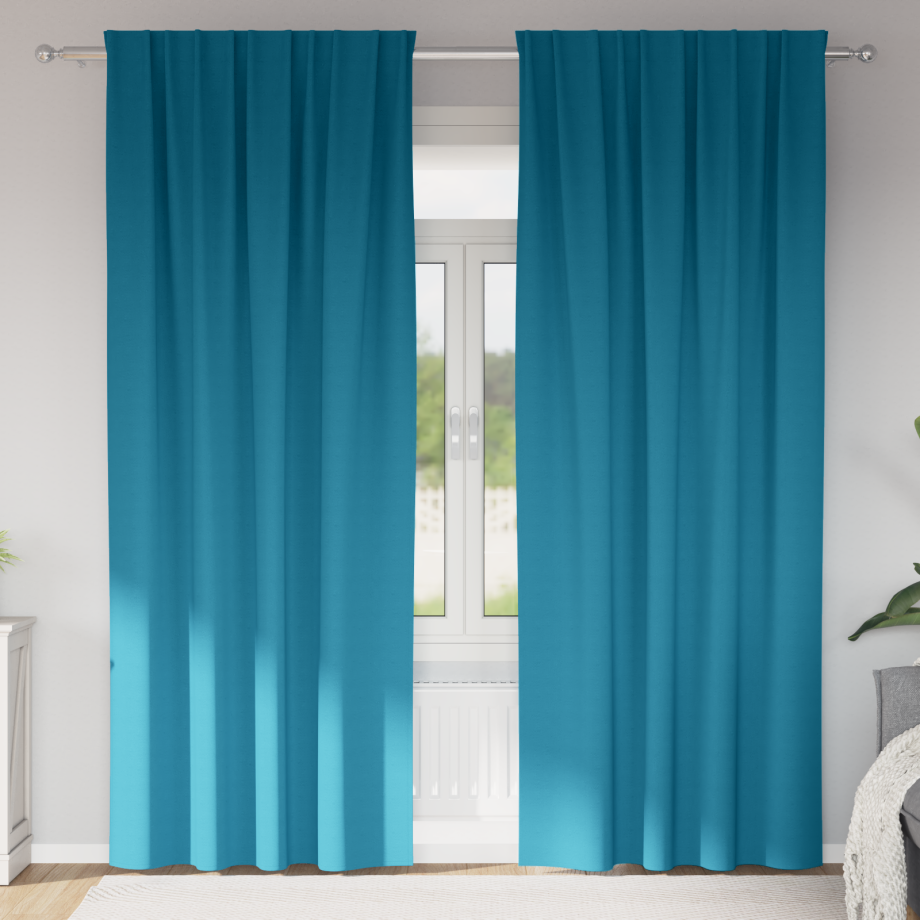 vidaXL Gordijnen met gordijnen 2 pcs Turquoise 260 x 140 cm Polyester afbeelding 1