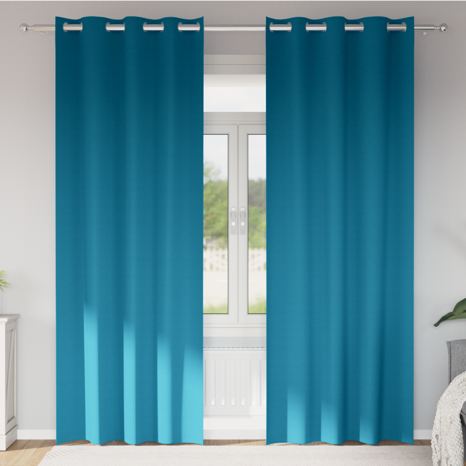 vidaXL Gordijnen met gordijnen 2 pcs Turquoise 260 x 140 cm Polyester afbeelding 1