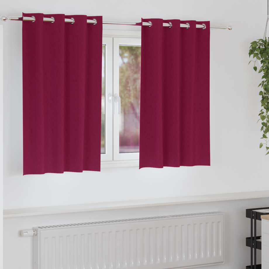vidaXL Gordijnen met gordijnen 2 pcs Wijnrood 140 x 140 cm Polyester afbeelding 1