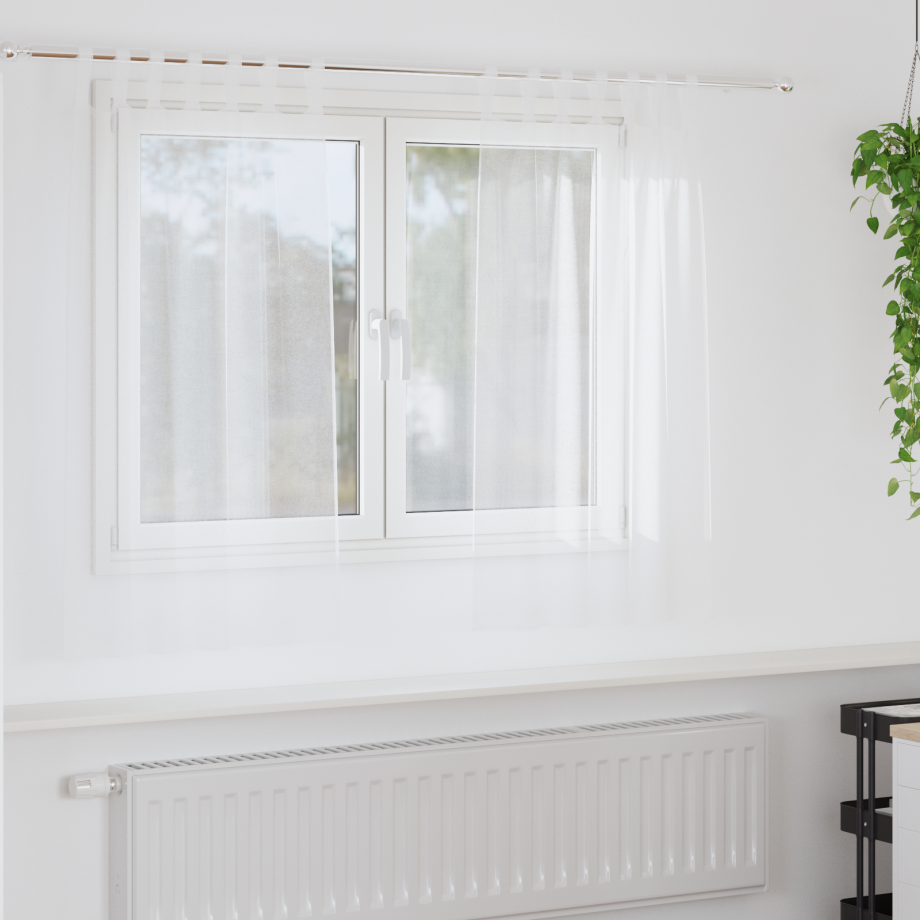 vidaXL Gordijnen met gordijnen 2 pcs Wit 140 x 140 cm Polyester afbeelding 1