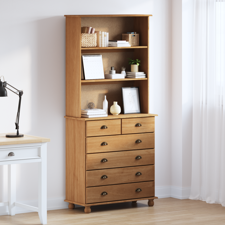 vidaXL Hangkast 'ASKIM'Honingbruin 91x40x199,5 cm Massief Hout vidaXL Hangkast 'ASKIM'Honingbruin 91x40x199,5 cm Massief Hout afbeelding 1