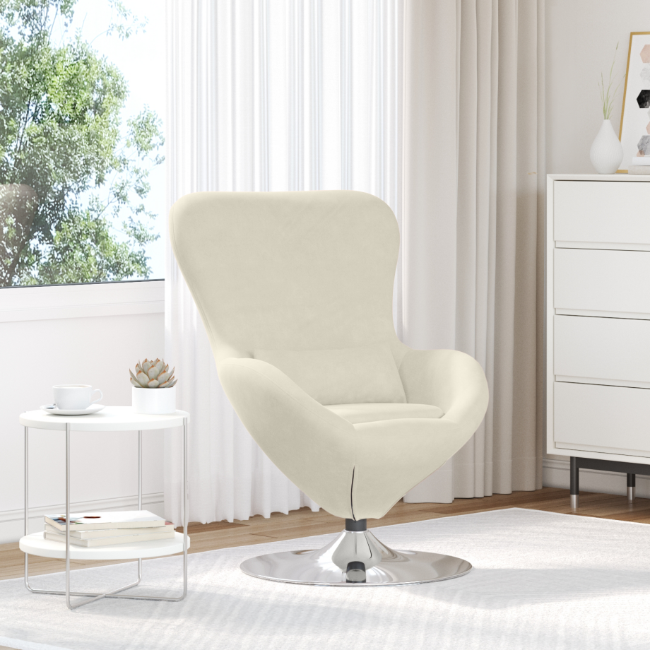 vidaXL Hangstoel fluweel crèmekleurig afbeelding 1