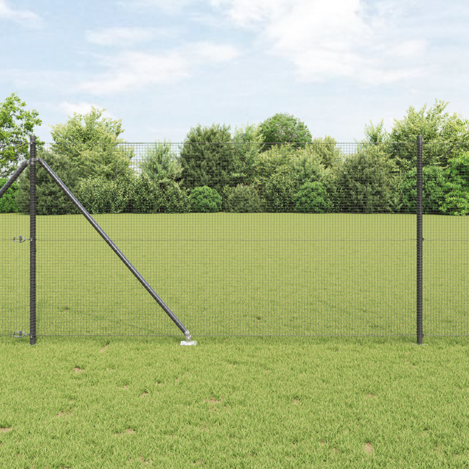 vidaXL Hekpaal Set Set van 2 Grijs Metaal en kunststof 25 x 1 m afbeelding 1