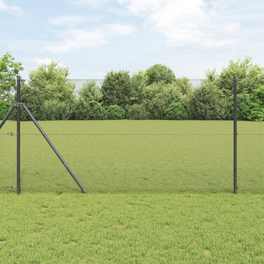vidaXL Hekpost Set Set van 2 Grijs Metaal, Kunststof 25 x 1 m Stevig afbeelding 1