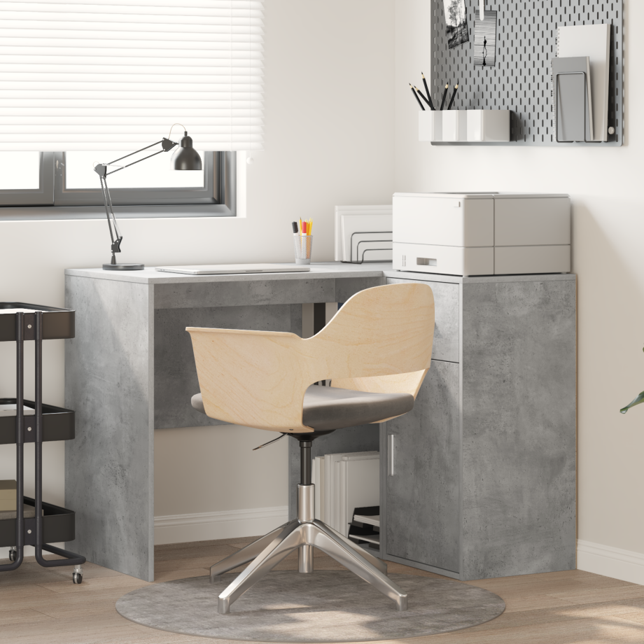 vidaXL Hoekbureau Betongrijs 102x88x75 cm Engineering Hout afbeelding 1