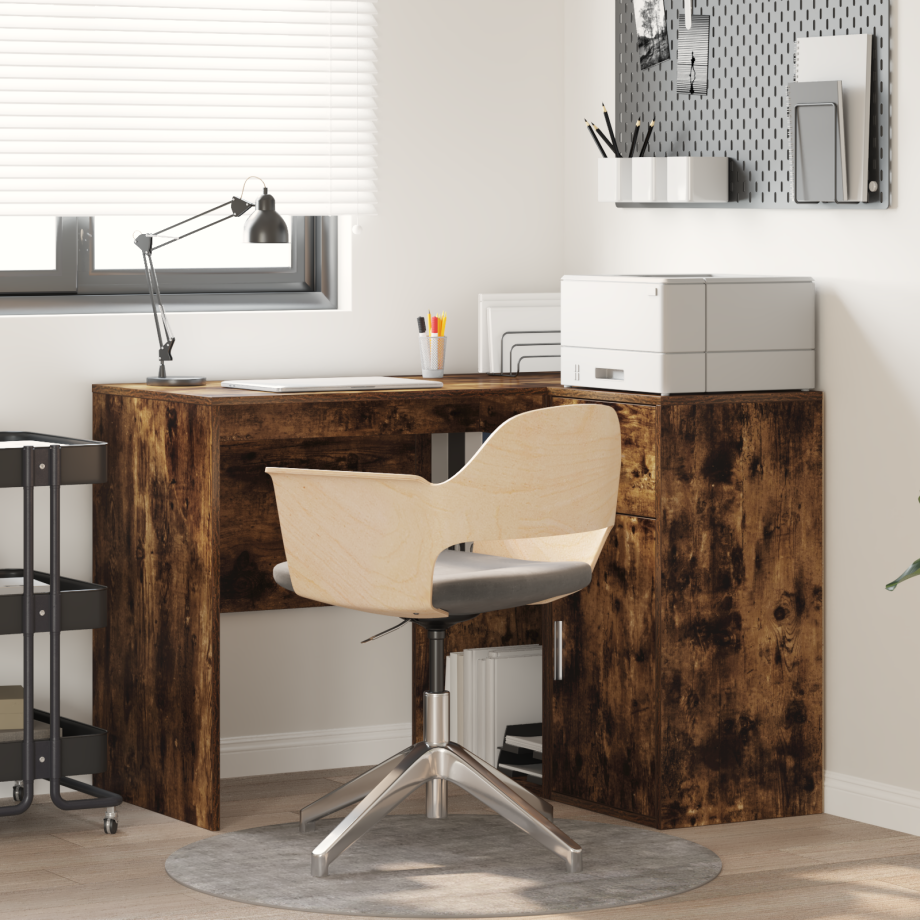 vidaXL Hoekbureau Gerookt Eiken 102x88x75 cm Gelaagd Hout afbeelding 1