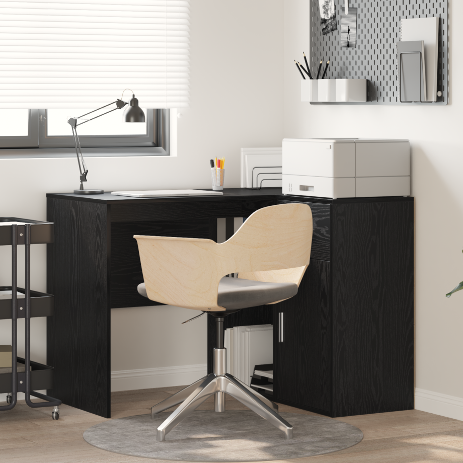 vidaXL Hoekbureau Zwart Eiken 102x88x75 cm Gelaagd Hout afbeelding 1