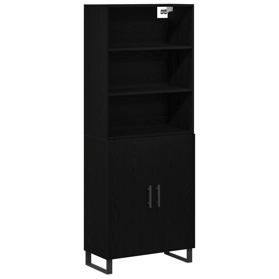 vidaXL Hoge Kast Zwart Eiken 69,5x34x180 cm Geengineerd Hout vidaXL Hoge Kast Zwart Eiken 69,5x34x180 cm Geengineerd Hout afbeelding 1