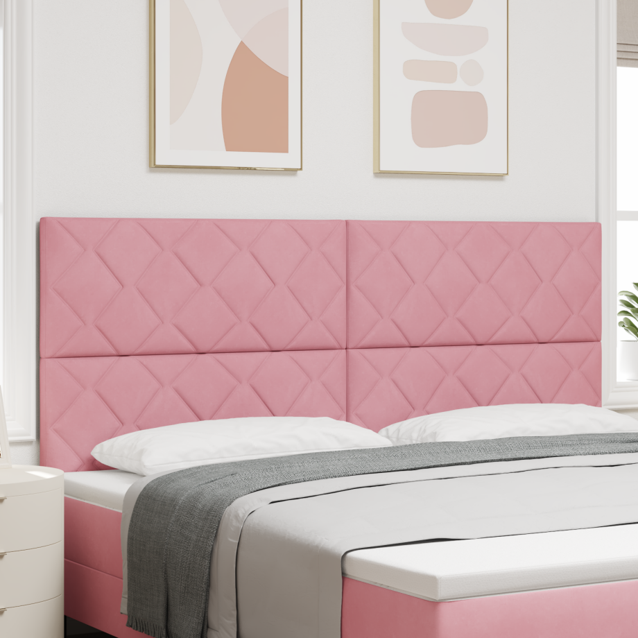 vidaXL Hoofdbord in roze velours met diamantblok ontwerp, 200 cm afbeelding 1