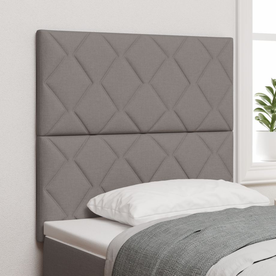 vidaXL Hoofdbord LED met ruitjes 100 cm stof taupe afbeelding 1