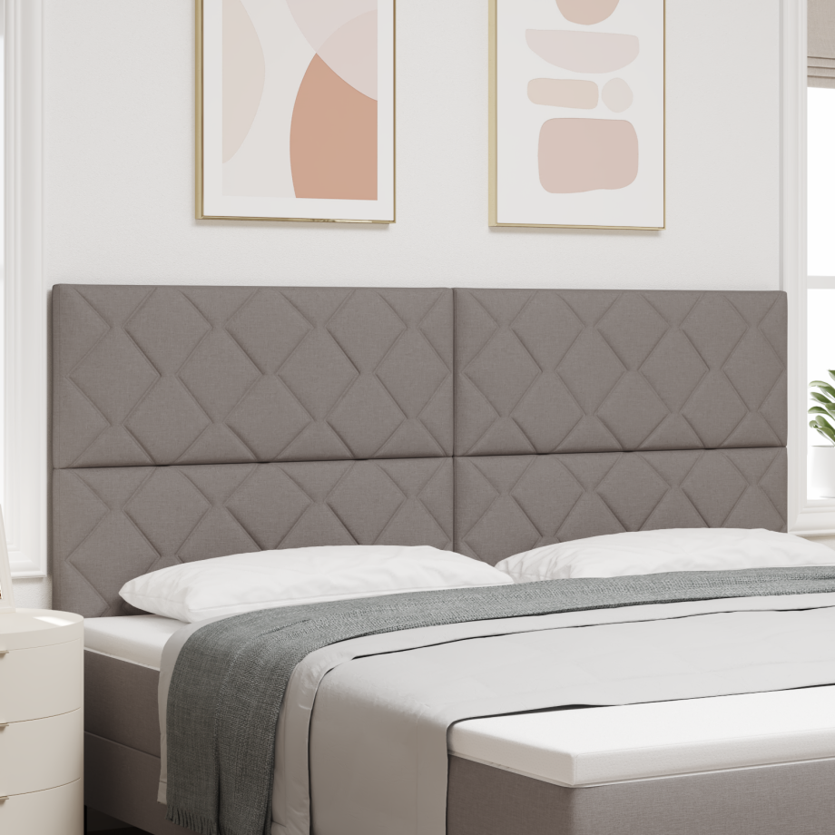 vidaXL Hoofdbord LED met ruitjes 200 cm stof taupe afbeelding 1