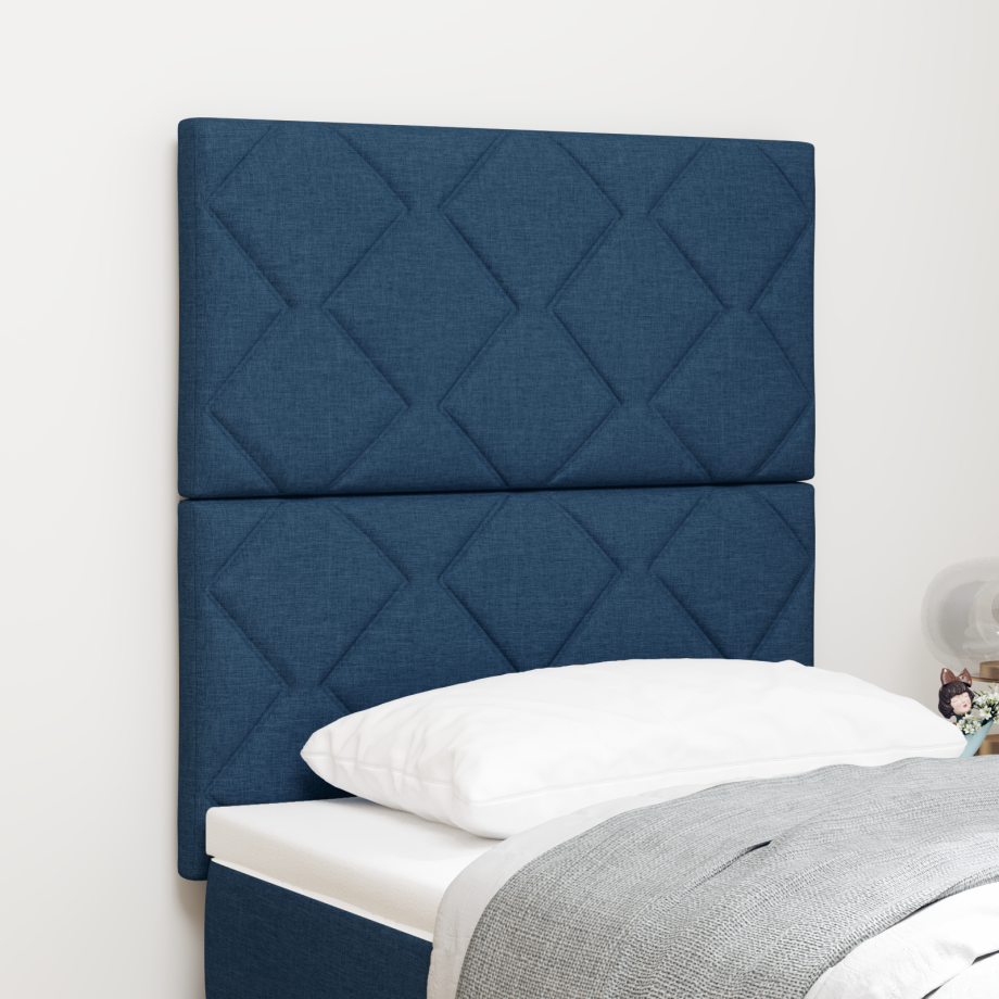 vidaXL Hoofdbord LED met ruitjes 80 cm stof blauw afbeelding 1