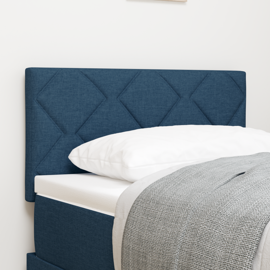 vidaXL Hoofdbord LED met ruitjes 80 cm stof blauw afbeelding 1