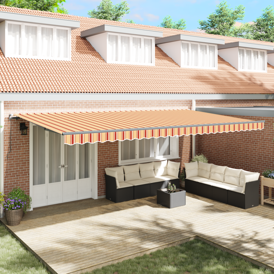 vidaXL Inklapbaar Zonnescherm geel en oranje 600 × 350 cm Stof afbeelding 1