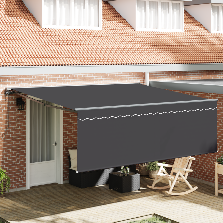 vidaXL Inklapbaar Zonnescherm Grijs 400 × 300 cm Aluminium, stof afbeelding 1