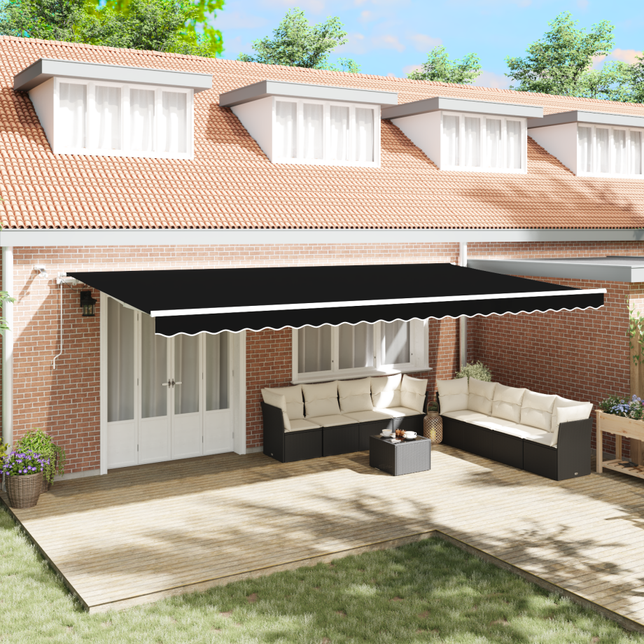 vidaXL Inklapbaar Zonnescherm Zwart 600 × 300 cm Stof, Metaal afbeelding 1