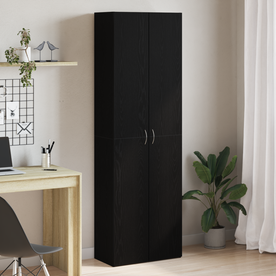 vidaXL Kantoorkast Zwart Eiken 60x32x190 cm Bewerkte Hout afbeelding 1