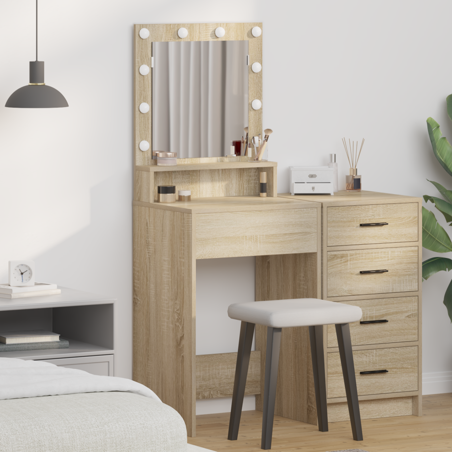 vidaXL Kaptafel met LED-verlichting in Sonoma Eiken, 50x41x135 cm afbeelding 1