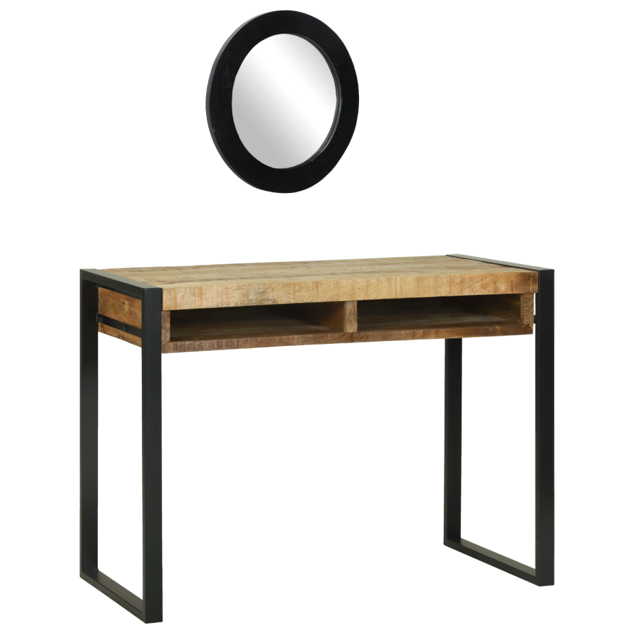vidaXL Kaptafel met spiegel 100x50x75 cm massief ruw mangohout afbeelding 1