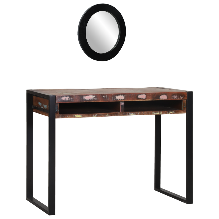 vidaXL Kaptafel met spiegel 100x50x75 cm ruw mangohout meerkleurig afbeelding 1