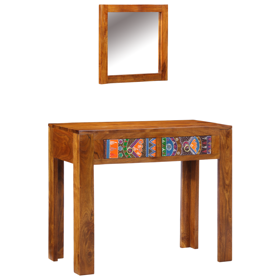 vidaXL Kaptafel met spiegel ruw mangohout meerkleurig honingbruin afbeelding 1