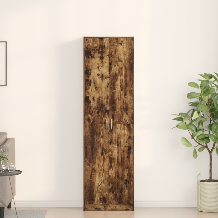 vidaXL Kledingkast Gerookt eiken 55 x 25 x 189 cm Bewerkt hout vidaXL Kledingkast Gerookt eiken 55 x 25 x 189 cm Bewerkt hout afbeelding 1
